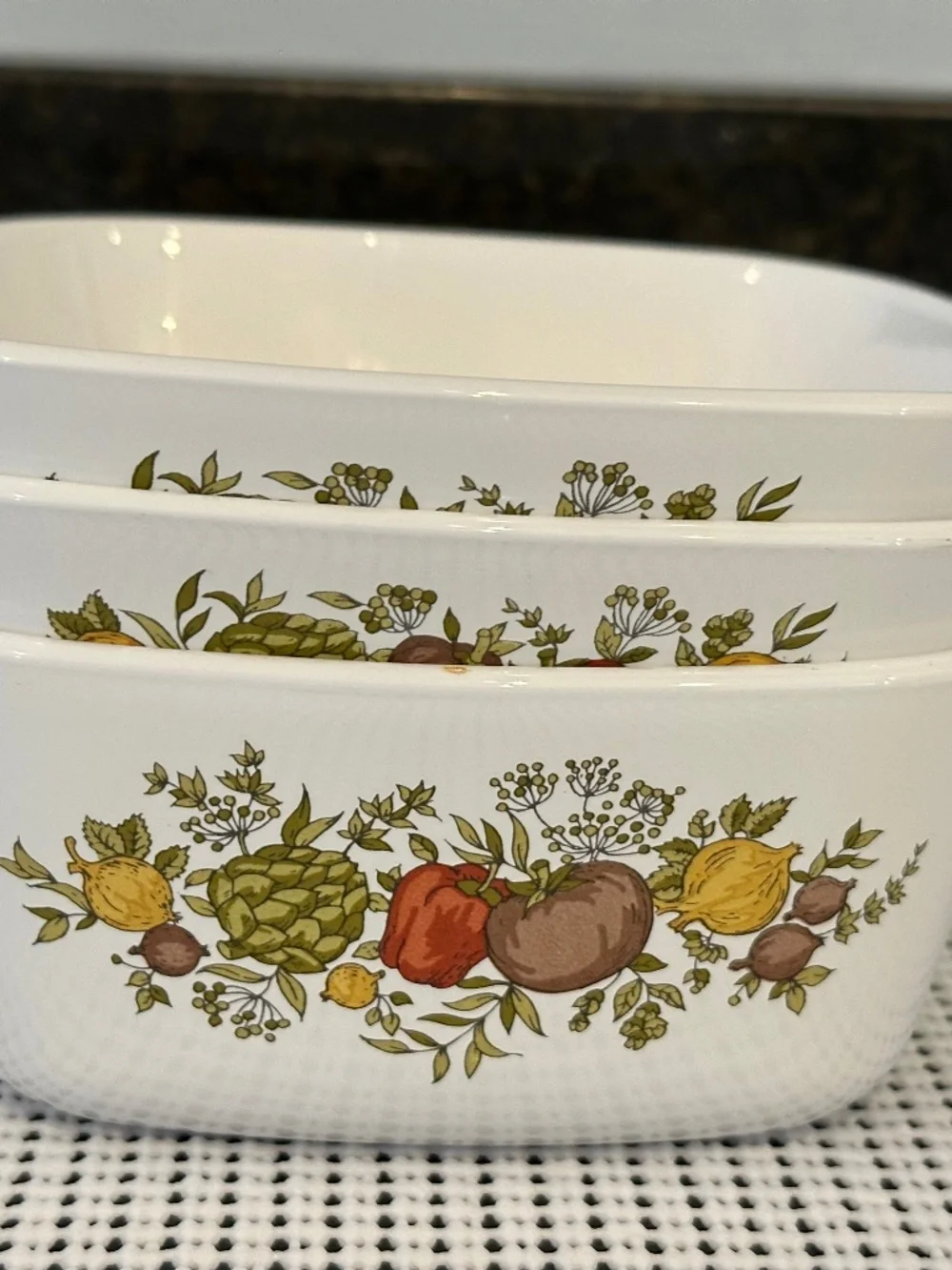 Vintage CorningWare “Spice of Life” Set of 3 🍎🌿